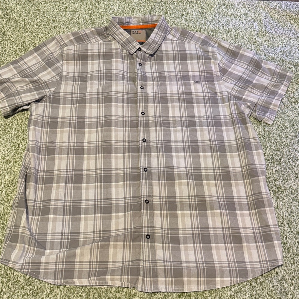5.11 Tactical Gray and White Plaid Shirt